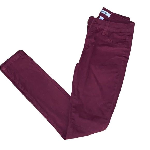 •REFUGE•NWOT BURGUNDY HIGH WAISTED SKINNY PANT SIZE 0 - Picture 1 of 4